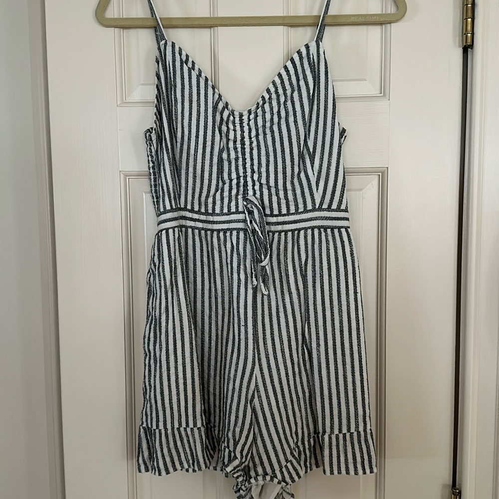 Gray and White Romper